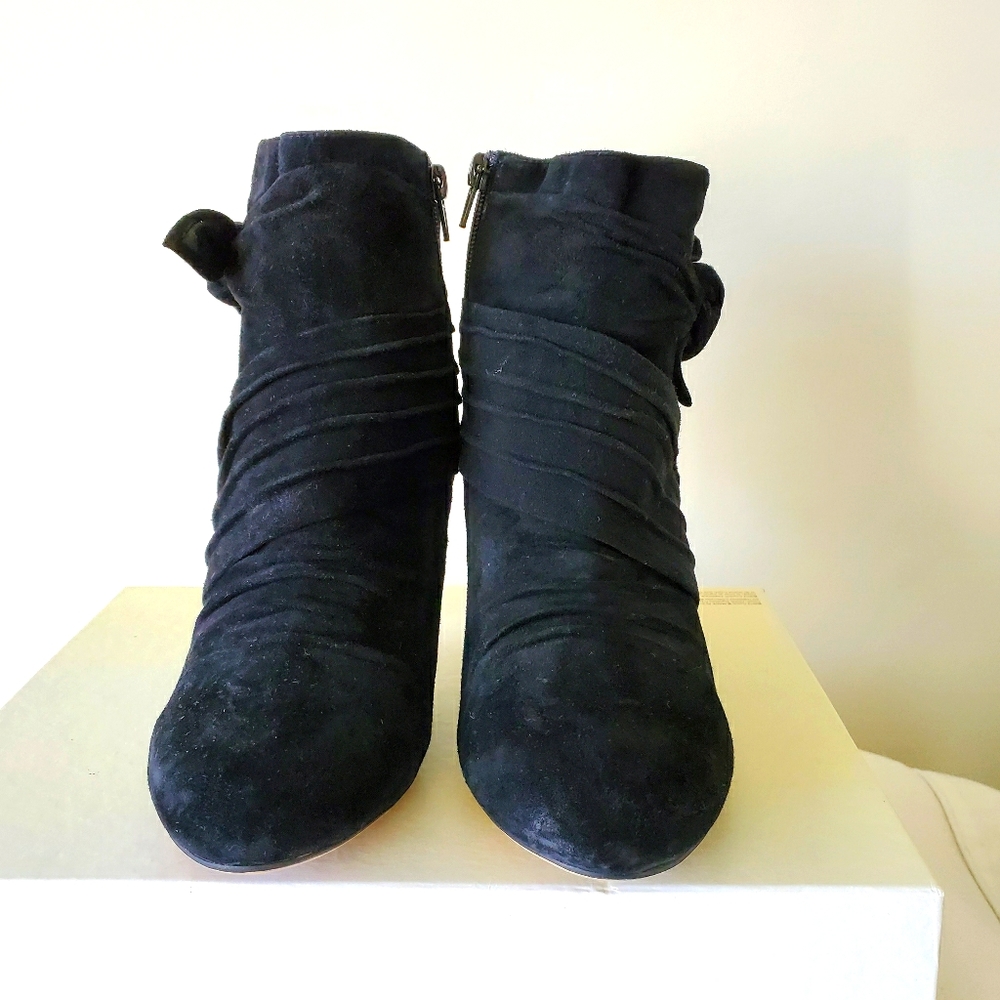 Aldo black tie suede booties